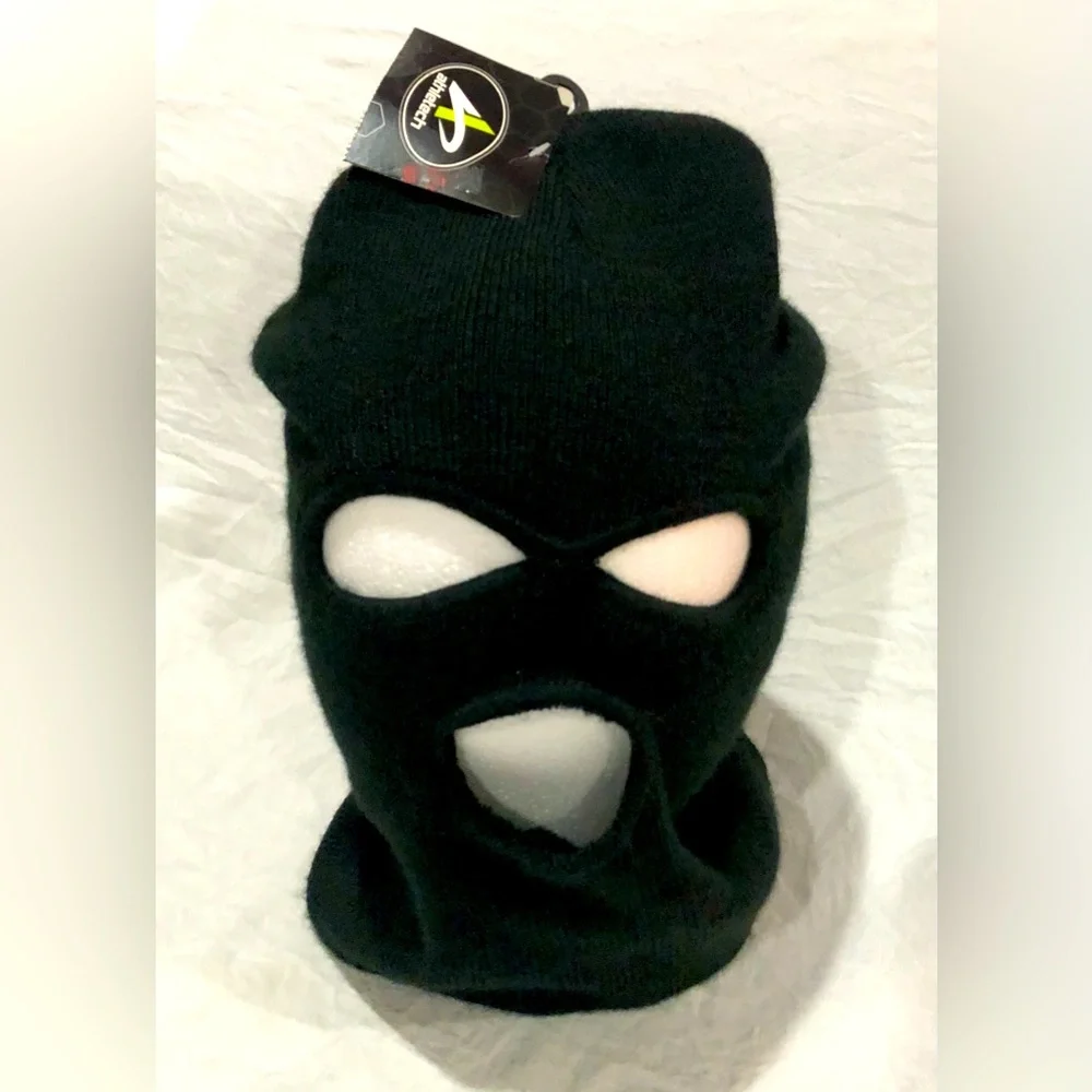 ATHLETECH Men’s/Women’s 3-Hole Ribbed Knit Full Face Mask/Ski Mask size OS NWT